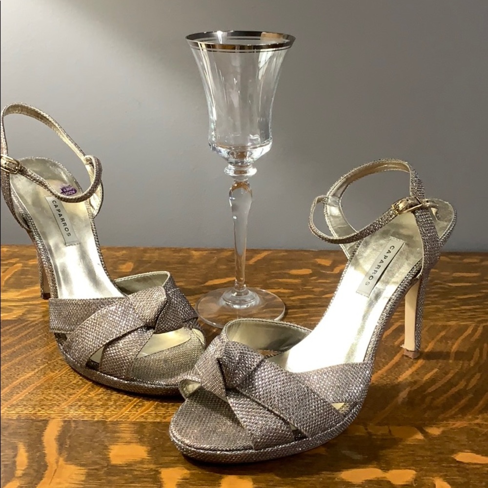 Caparros 4 inch gold tone heels w/ heel strap